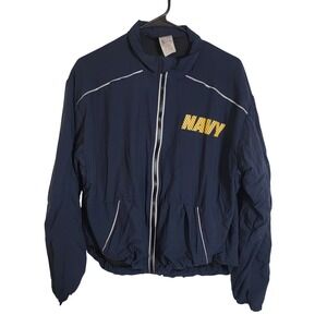 U.S. Navy PT Tracksuit Jacket Navy Blue Yellow Graphic‎ Reflective Small X-Short